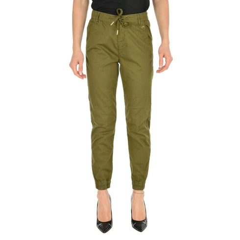 Pantalone Donna in cotone con elastico alle caviglie Verde YESZEE- Francavilla Moda